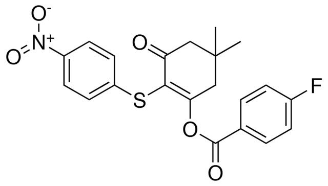 4-F-BENZOIC ACID 5,5-DI-ME-2-(4-NITRO-PHENYLSULFANYL)3-OXO-CYCLOHEX-1-ENYL ESTER