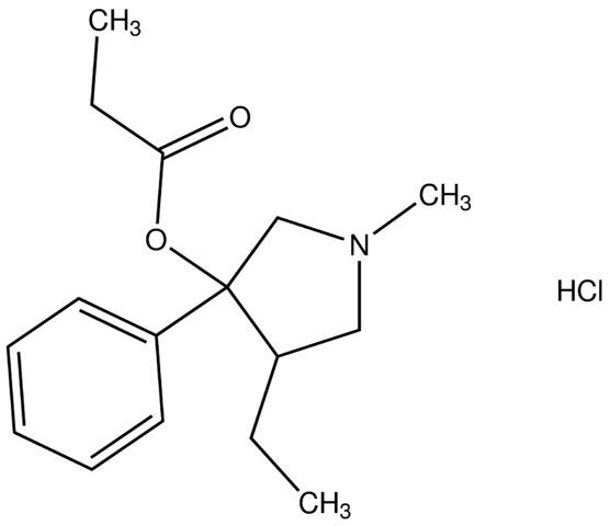 4-ethyl-1-methyl-3-phenyl-3-pyrrolidinyl propanoate hydrochloride