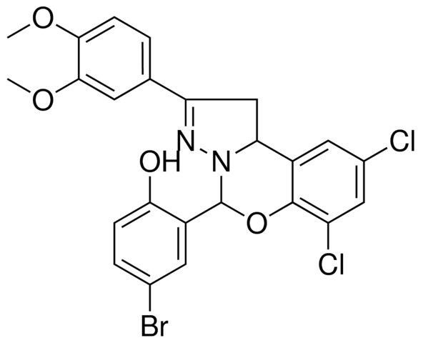 4-BROMO-2-[7,9-DICHLORO-2-(3,4-DIMETHOXYPHENYL)-1,10B-DIHYDROPYRAZOLO[1,5-C][1,3]BENZOXAZIN-5-YL]PHENOL