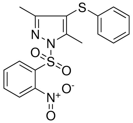 3,5-DIMETHYL-1-(2-NITRO-BENZENESULFONYL)-4-PHENYLSULFANYL-1H-PYRAZOLE