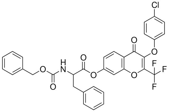 3-(4-CHLOROPHENOXY)-4-OXO-2-(TRIFLUOROMETHYL)-4H-CHROMEN-7-YL 2-{[(BENZYLOXY)CARBONYL]AMINO}-3-PHENYLPROPANOATE