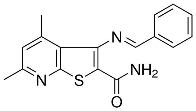 3-(BENZYLIDENE-AMINO)-4,6-DIMETHYL-THIENO[2,3-B]PYRIDINE-2-CARBOXYLIC ACID AMIDE