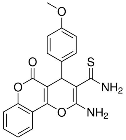 2-AMINO-4-(4-MEO-PH)-5-OXO-4H,5H-PYRANO[3,2-C]CHROMENE-3-CARBOTHIOIC ACID AMIDE