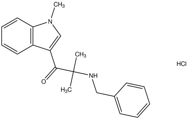 2-(benzylamino)-2-methyl-1-(1-methyl-1H-indol-3-yl)-1-propanone hydrochloride