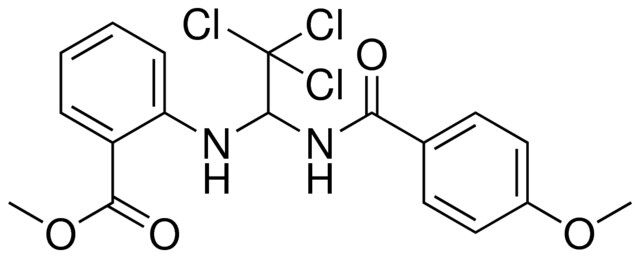 2-(2,2,2-TRICHLORO-1-(4-MEO-BENZOYLAMINO)-ETHYLAMINO)-BENZOIC ACID METHYL ESTER