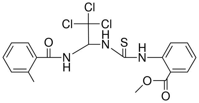 2-(3-(2,2,2-TRI-CL-1-(2-ME-BENZOYLAMINO)-ET)-THIOUREIDO)-BENZOIC ACID ME ESTER