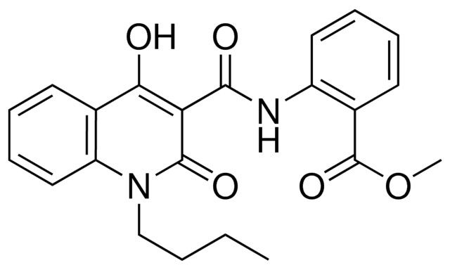 2-((1-BU-4-HO-2-OXO-1,2-2H-QUINOLINE-3-CARBONYL)-AMINO)-BENZOIC ACID ME ESTER