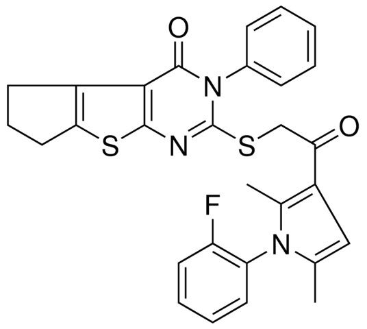 2-({2-[1-(2-FLUOROPHENYL)-2,5-DIMETHYL-1H-PYRROL-3-YL]-2-OXOETHYL}SULFANYL)-3-PHENYL-3,5,6,7-TETRAHYDRO-4H-CYCLOPENTA[4,5]THIENO[2,3-D]PYRIMIDIN-4-ONE