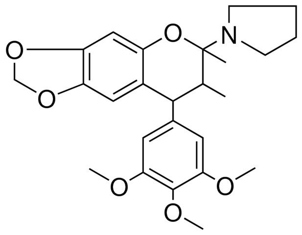 1-(6,7-DI-ME-8-(3,4,5-TRI-MEO-PH)-6H-(1,3)DIOXOLO(4,5-G)CHROMEN-YL)-PYRROLIDINE