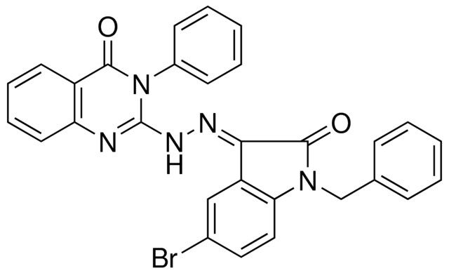 (3E)-1-BENZYL-5-BROMO-1H-INDOLE-2,3-DIONE 3-[(4-OXO-3-PHENYL-3,4-DIHYDRO-2-QUINAZOLINYL)HYDRAZONE]