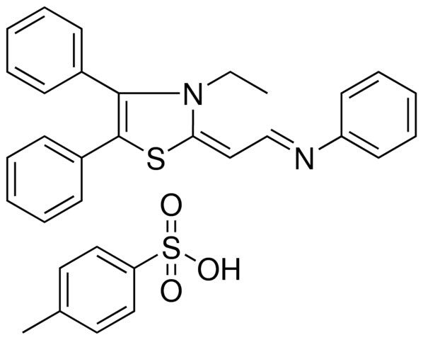 (2-(3-ET-4,5-DI-PH-3H-THIAZOL-2-YLIDENE)-ETHYLIDENE)PH-AMINE, P-TOLUENESULFONATE