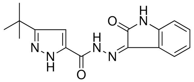 5-TERT-BU-2H-PYRAZOLE-3-CARBOXYLIC ACID (2-OXO-1,2-2H-INDOL-3-YLIDENE)-HYDRAZIDE