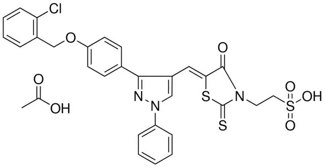 2-{(5Z)-5-[(3-{4-[(2-CHLOROBENZYL)OXY]PHENYL}-1-PHENYL-1H-PYRAZOL-4-YL)METHYLENE]-4-OXO-2-THIOXO-1,3-THIAZOLIDIN-3-YL}ETHANESULFONIC ACID ACETATE