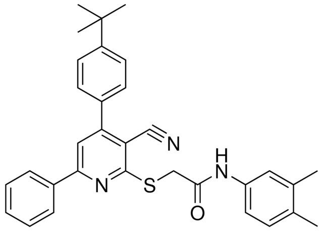 2-(4-(4-TERT-BU-PH)3-CYANO-6-PH-PYRIDIN-2-YLSULFANYL)-N-(3,4-DI-ME-PH)-ACETAMIDE