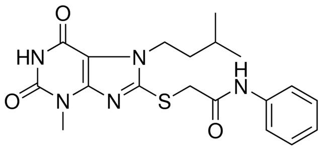 2-(3-ME-7-(3-ME-BU)-2,6-DIOXO-2,3,6,7-4H-1H-PURIN-8-YLSULFANYL)-N-PH-ACETAMIDE