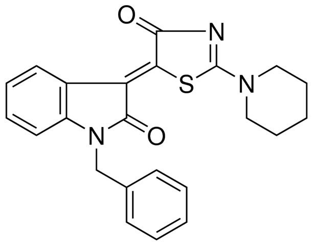 (3Z)-1-BENZYL-3-(4-OXO-2-(1-PIPERIDINYL)-1,3-THIAZOL-5(4H)-YLIDENE)-1,3-DIHYDRO-2H-INDOL-2-ONE