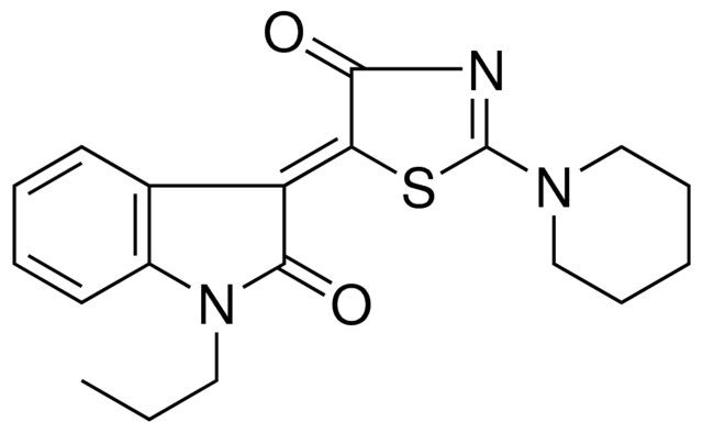 (3Z)-3-(4-OXO-2-(1-PIPERIDINYL)-1,3-THIAZOL-5(4H)-YLIDENE)-1-PROPYL-1,3-DIHYDRO-2H-INDOL-2-ONE