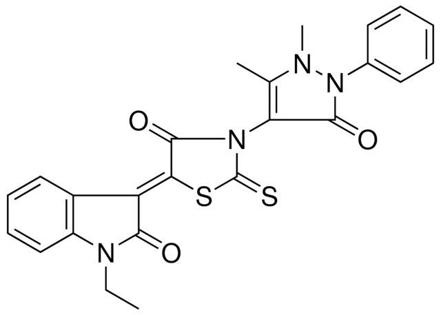 (3Z)-3-[3-(1,5-DIMETHYL-3-OXO-2-PHENYL-2,3-DIHYDRO-1H-PYRAZOL-4-YL)-4-OXO-2-THIOXO-1,3-THIAZOLIDIN-5-YLIDENE]-1-ETHYL-1,3-DIHYDRO-2H-INDOL-2-ONE