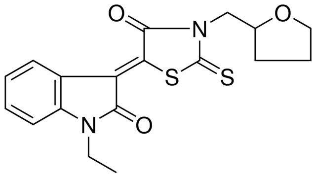 (3Z)-1-ETHYL-3-[4-OXO-3-(TETRAHYDRO-2-FURANYLMETHYL)-2-THIOXO-1,3-THIAZOLIDIN-5-YLIDENE]-1,3-DIHYDRO-2H-INDOL-2-ONE